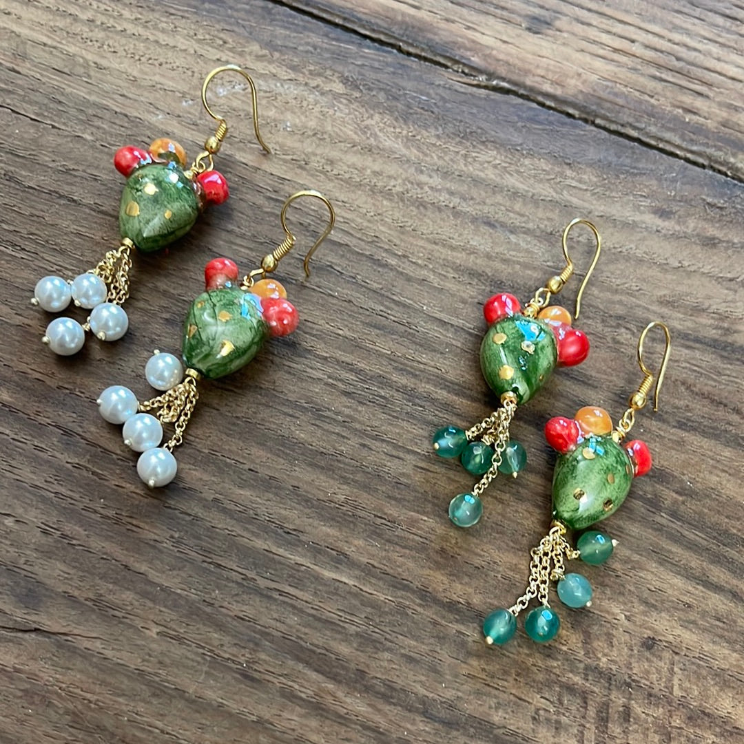 Figue de Barbarie Boucles d'oreilles en céramique de Caltagirone