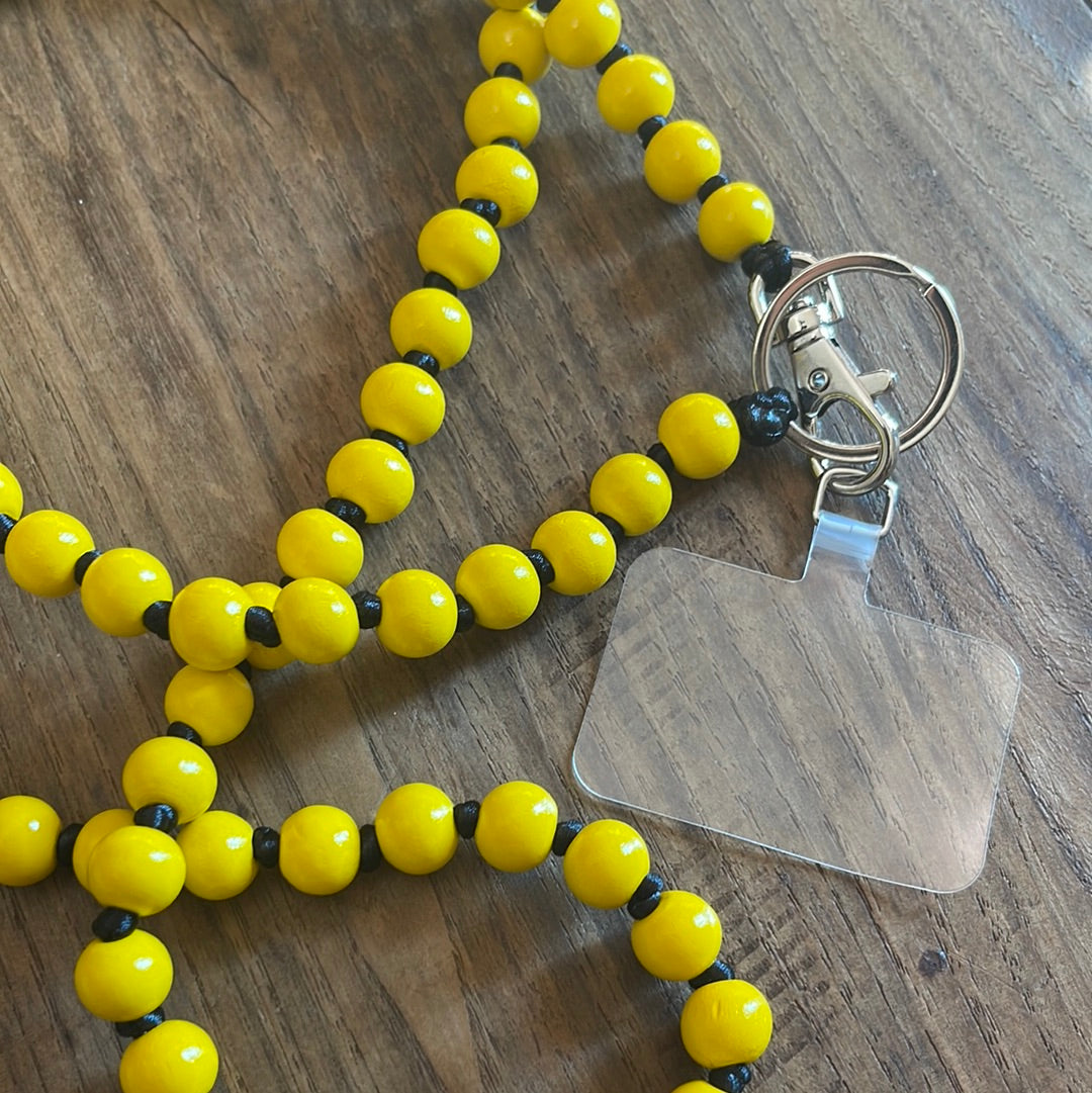 BANDOLERA DE MADERA para teléfono móvil AMARILLO