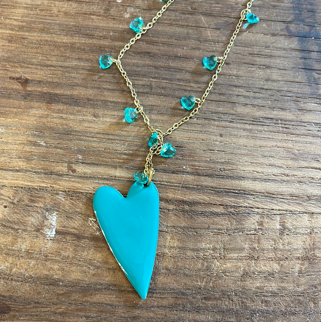 CUORISSIMO collana media con cuoricini in zirconio
