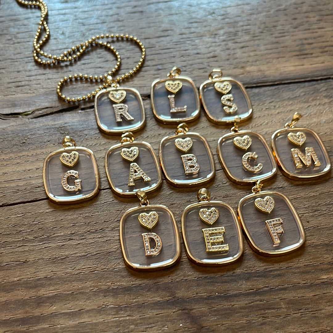 COLLANA CON PIASTRINA TRASPARENTE LETTERA/NUMERO