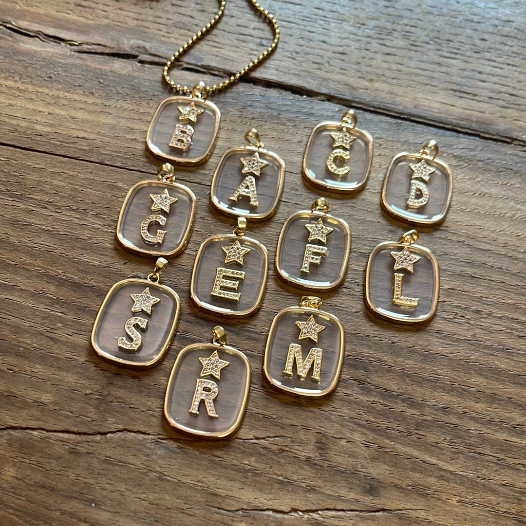 COLLANA CON PIASTRINA TRASPARENTE LETTERA/NUMERO