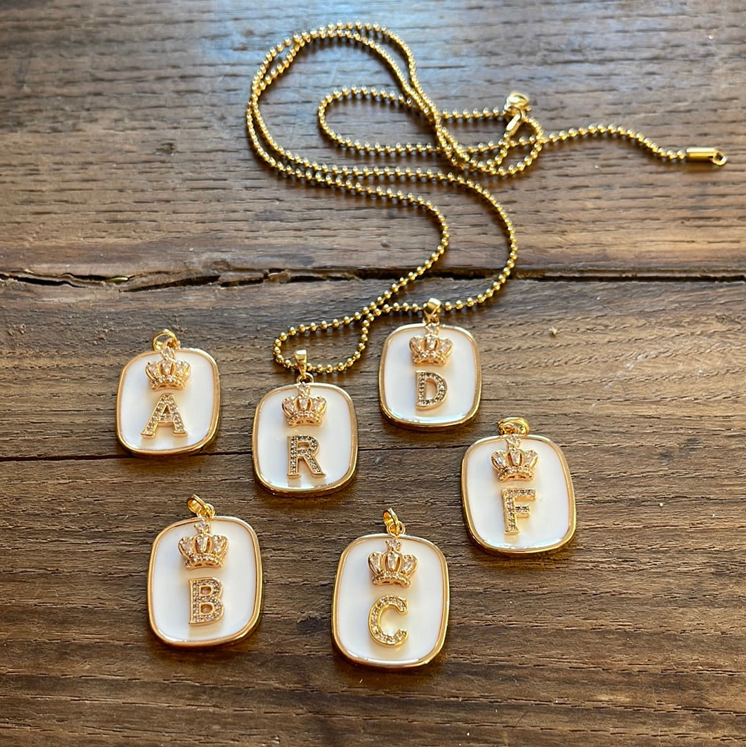 COLLANA CON PIASTRINA BIANCA LETTERA/NUMERO