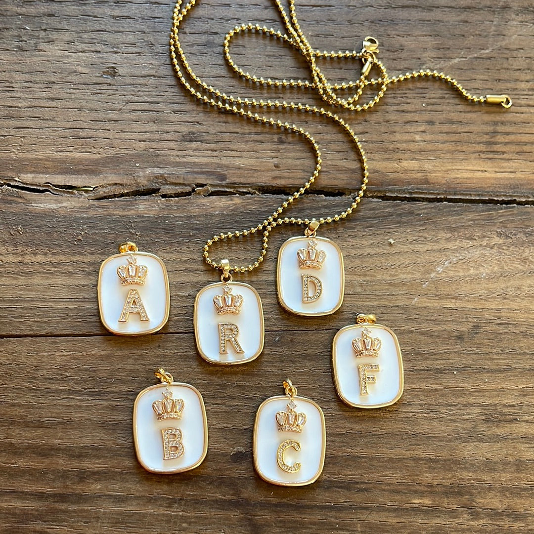 COLLANA CON PIASTRINA BIANCA LETTERA/NUMERO