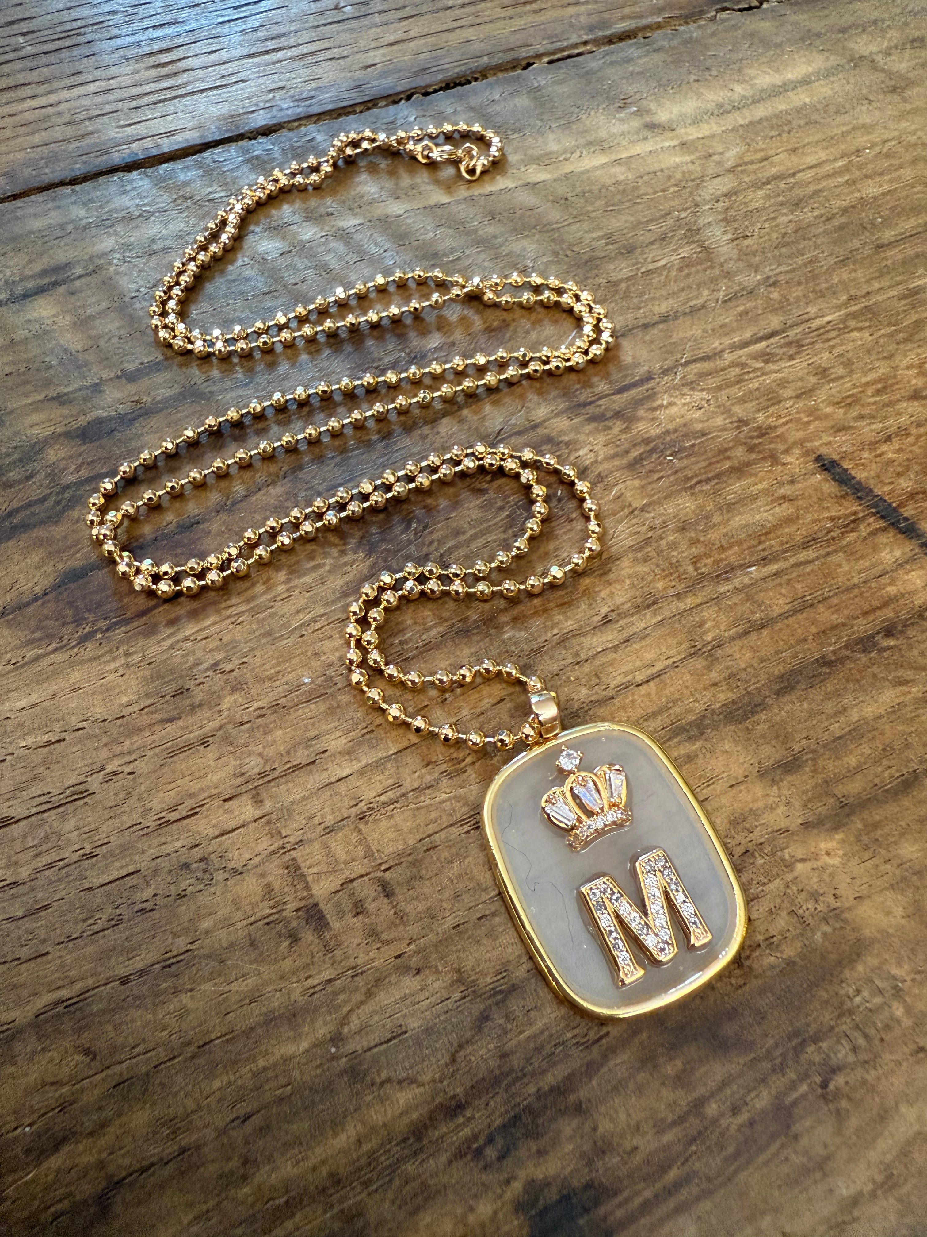 COLLANA CON PIASTRINA TRASPARENTE LETTERA/NUMERO