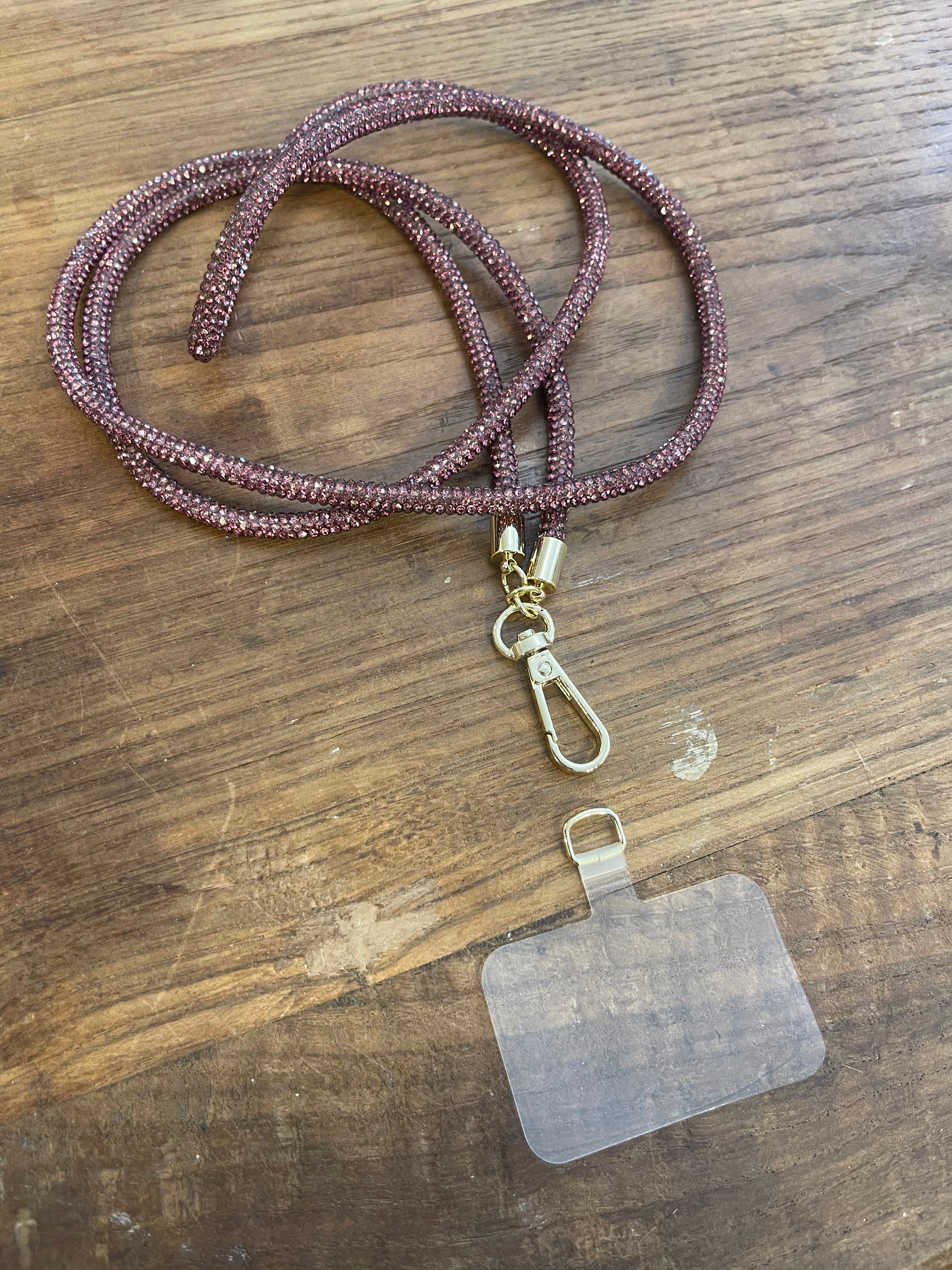 COLLANA/TRACOLLA per cellulare in STRASS ROSA ANTICO