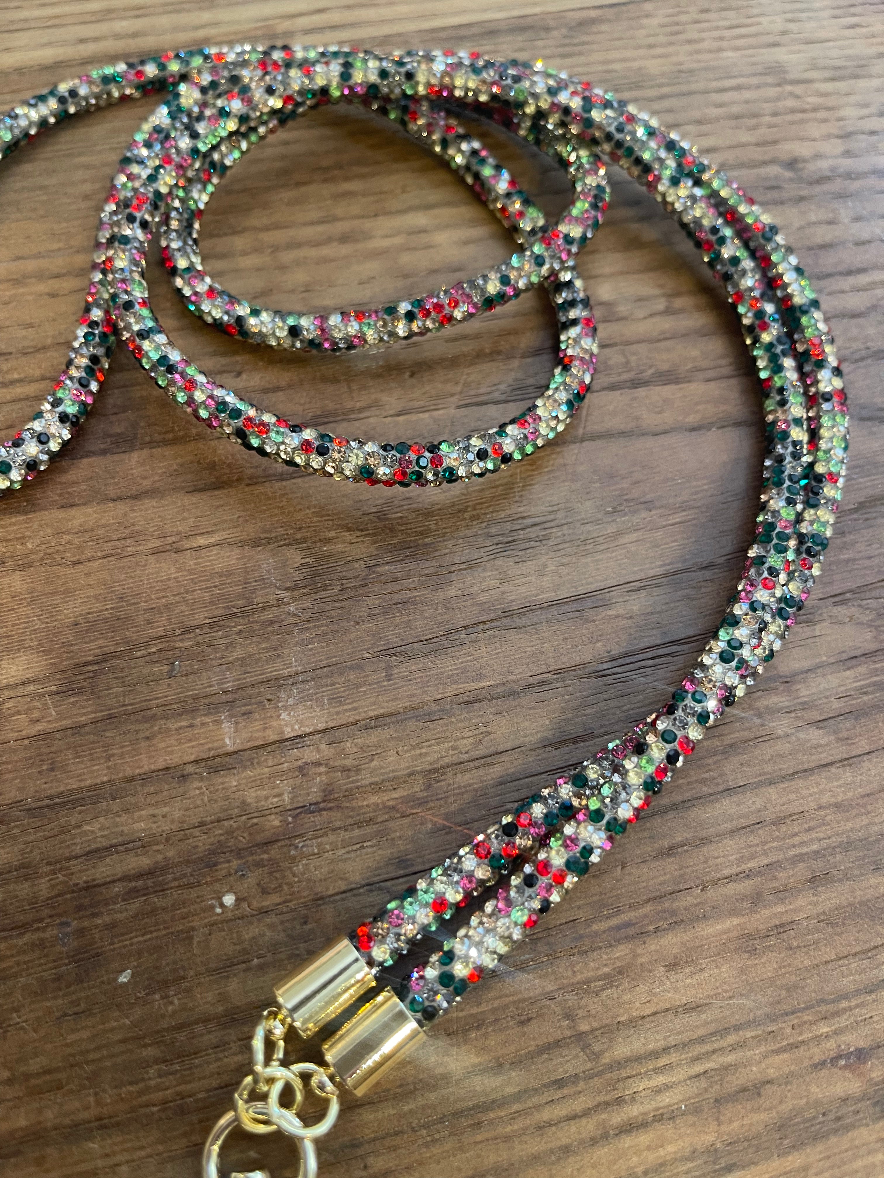COLLANA/TRACOLLA per cellulare in STRASS MULTICOLORE