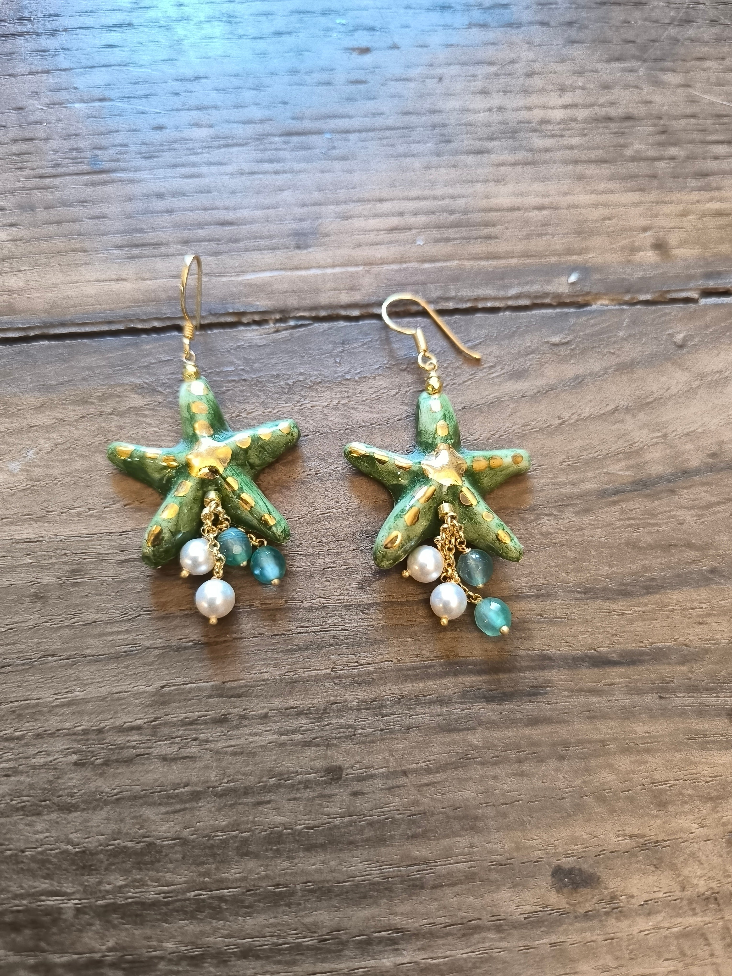 STAR OF THE SEA Caltagirone ceramic earrings