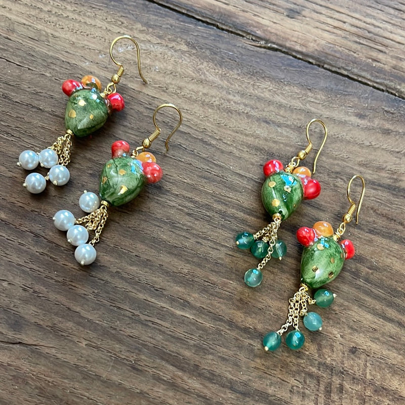 PRICKLY PEAR Ceramic earrings from Caltagirone