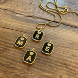 NECKLACE WITH BLACK LETTER AND HEART PLATE