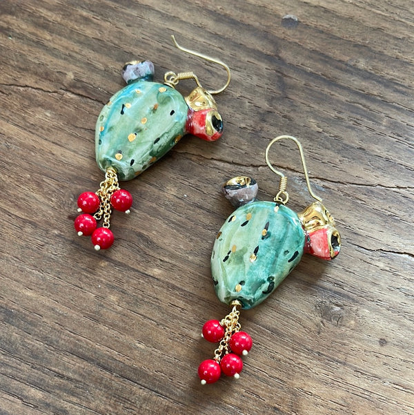 Caltagirone ceramic prickly pear earrings