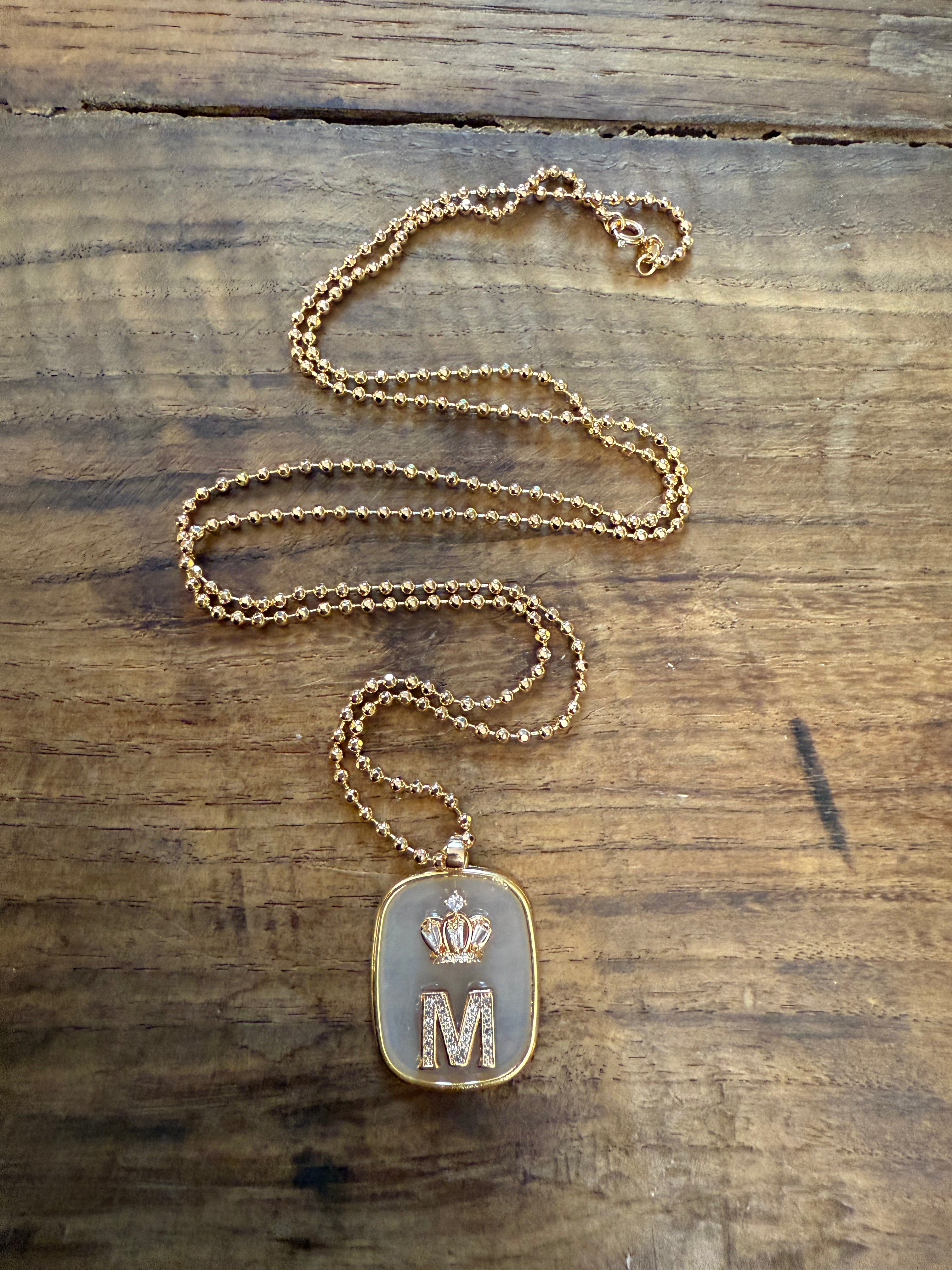 COLLANA CON PIASTRINA TRASPARENTE LETTERA/NUMERO