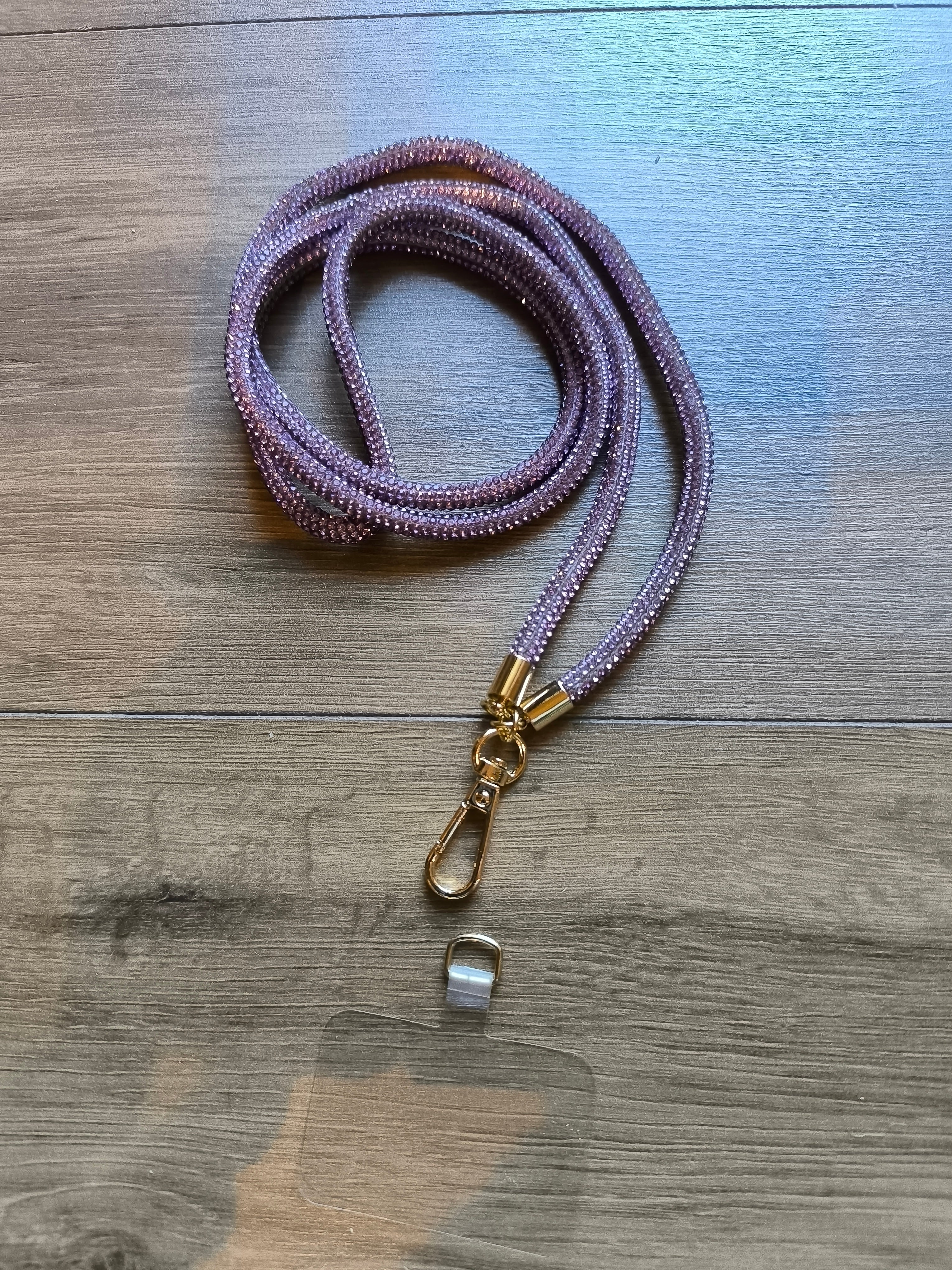 COLLANA/TRACOLLA per cellulare in STRASS ROSA ANTICO