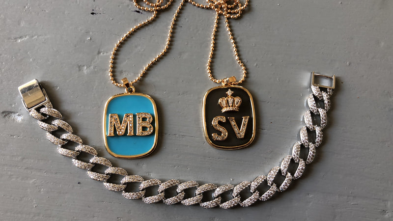 DOUBLE LETTER PLATE NECKLACE