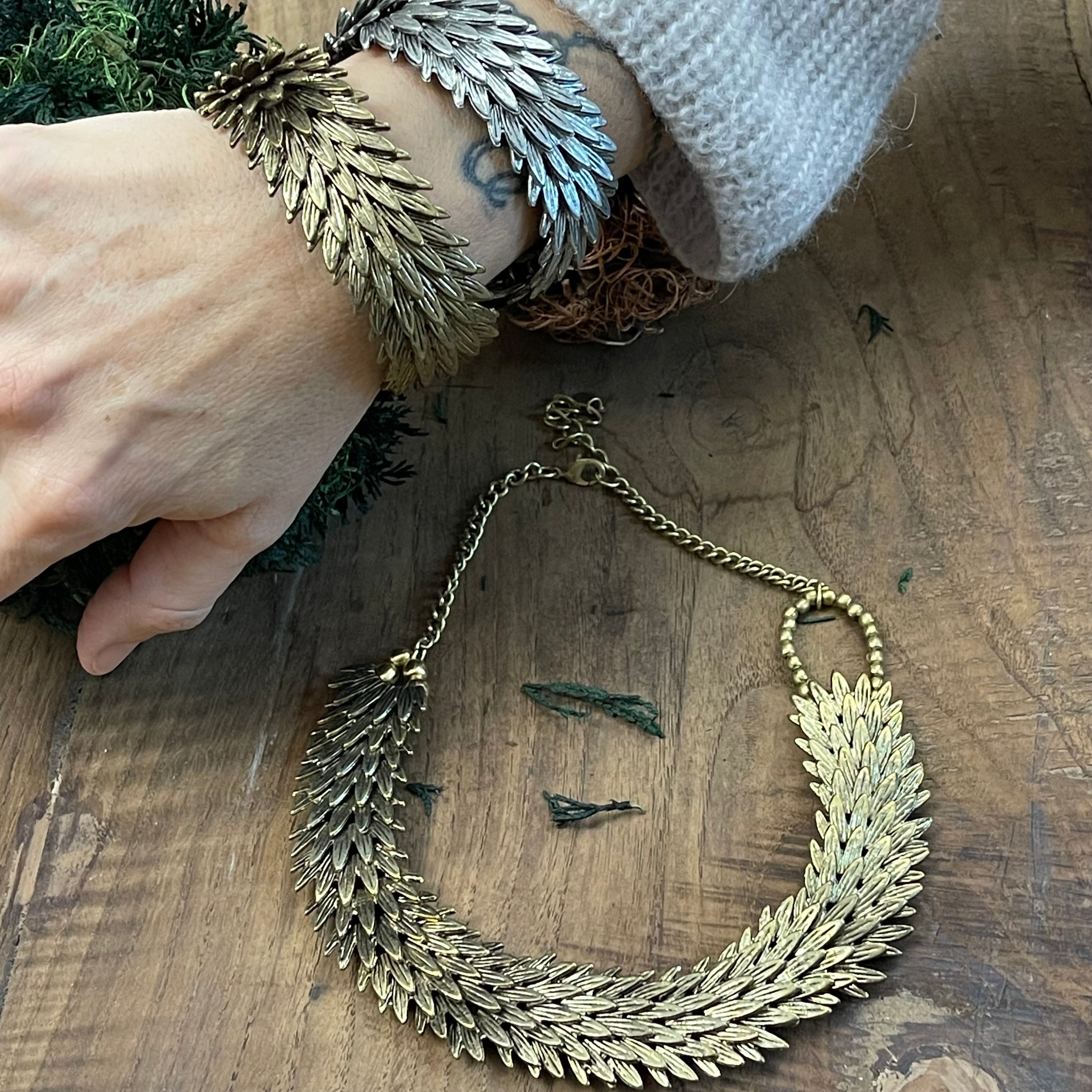 OLD SILVER FEATHER BRACELET