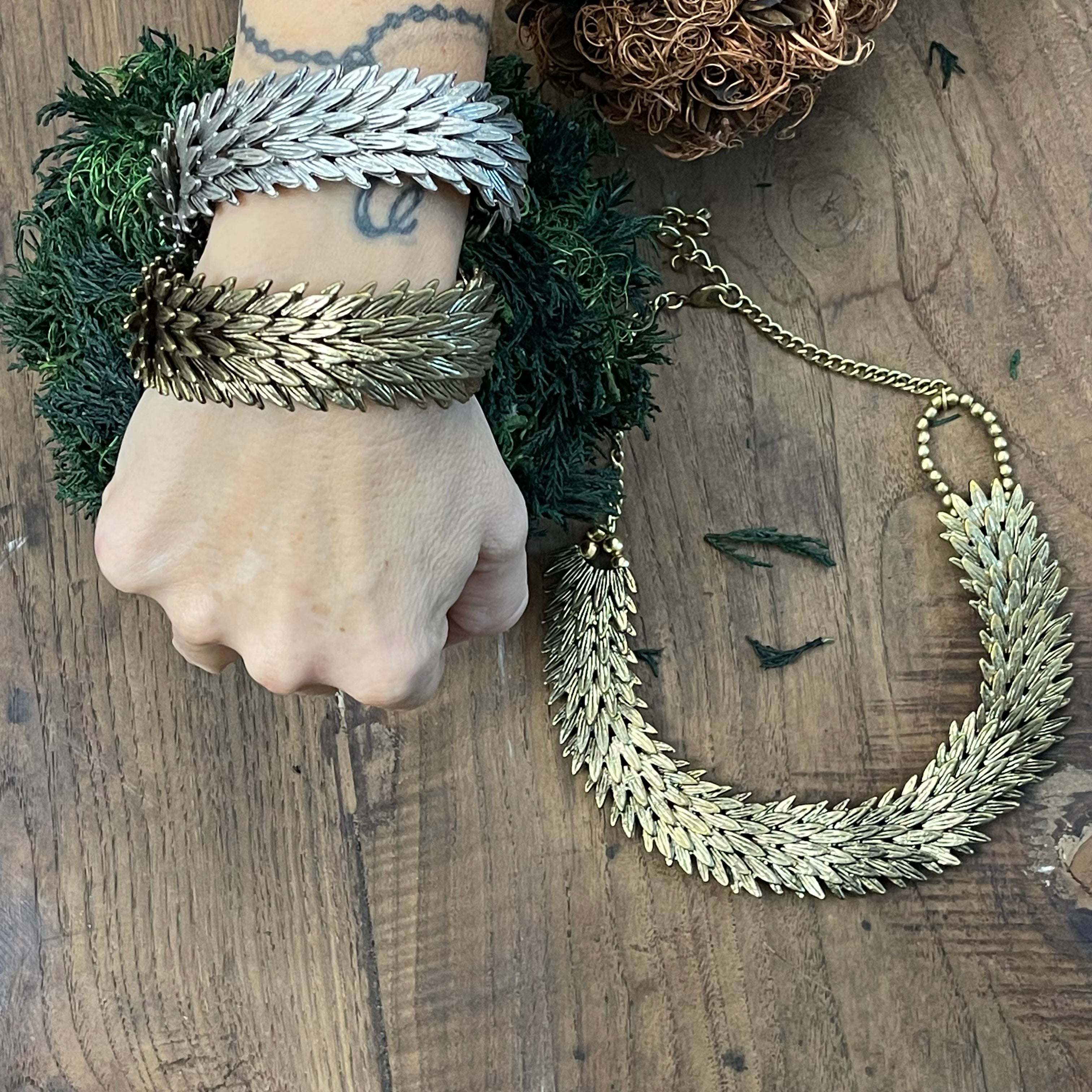 OLD SILVER FEATHER BRACELET