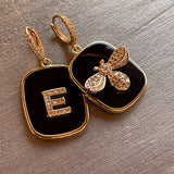 LETTER TAGS AND BLACK APINA EARRINGS